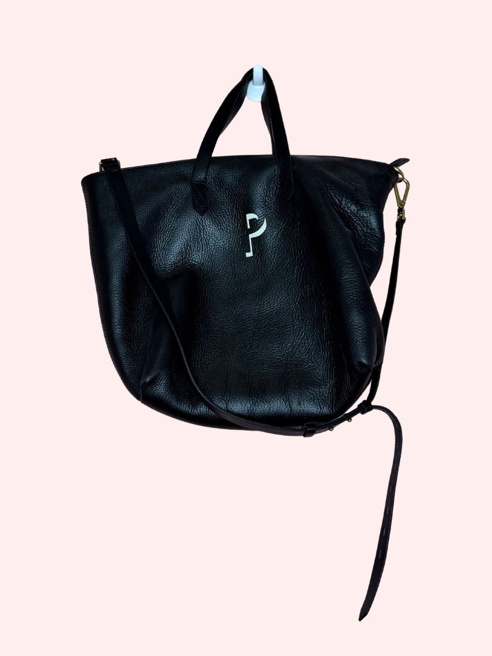 Madewell Black Leather Shoulder Tote with Removable Strap